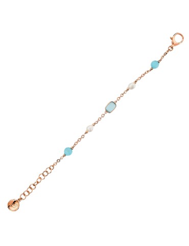 Bronzallure Bracelet-Cat's Eye Blue Stones-Pearls-WSBZ02632.LBCE 2