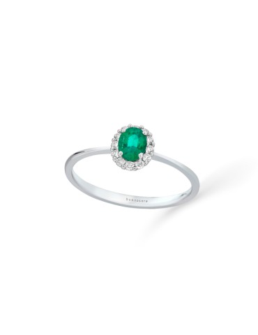 Buonocore - Forever Ring in 18-karat White Gold with Emerald and 0.11-carat Natural Diamonds - 0