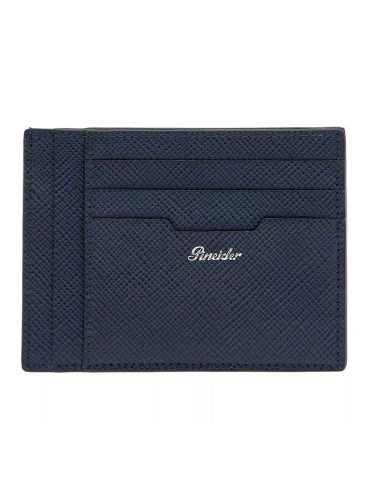 Pineider Card Holder - Essenziale - Dark Blue Saffiano Leather -PBS806334