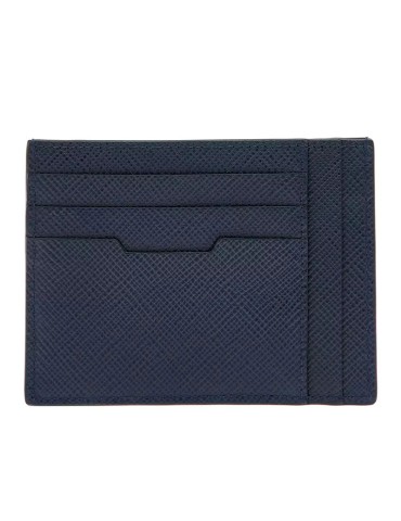 Pineider Card Holder - Essenziale - Dark Blue Saffiano Leather -PBS806334 2