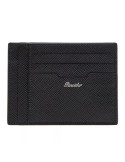 Pineider Card Holder-Essenziale-Vertical-Black Saffiano Leather-PBS806856