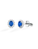 Orecchini Buonocore - Rosetta in Oro Bianco 18 carati con Zaffiri e Diamanti Naturali 0,15 ct - 0