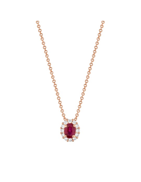 Buonocore - Forever Necklace in 18-karat Rose Gold with Ruby Pendant and 0.08-carat Natural Diamonds - 0