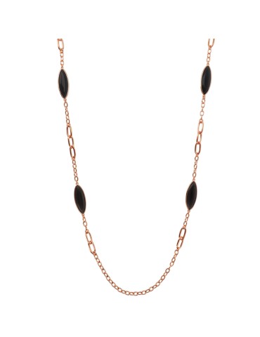 Bronzallure Necklace - Rose Gold - Chain - Black Stones-WSBZ02614.BCE