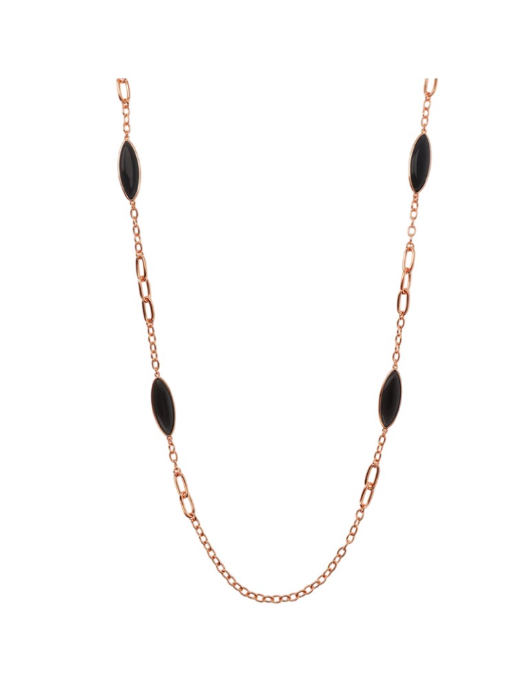 Bronzallure Necklace - Rose Gold - Chain - Black Stones-WSBZ02614.BCE