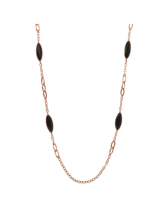 Collana Bronzallure - Rose Gold - a Catena - Pietre Nere-WSBZ02614.BCE