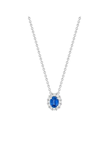 Buonocore - Forever Necklace in 18-karat White Gold with Sapphire Pendant and 0.07-carat Natural Diamonds - 0