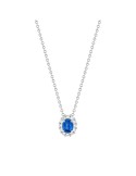Buonocore - Forever Necklace in 18-karat White Gold with Sapphire Pendant and 0.07-carat Natural Diamonds - 0