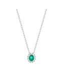 Buonocore - Forever Necklace in 18-karat White Gold with Emerald Pendant and 0.07-carat Natural Diamonds - 0