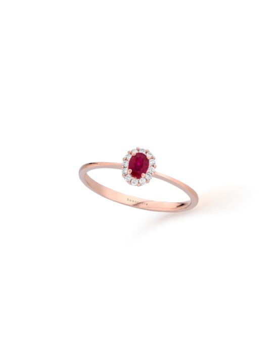 Anello Buonocore - Forever in Oro Rosa 18 carati con Rubino e Diamanti Naturali 0,07 carati - 0