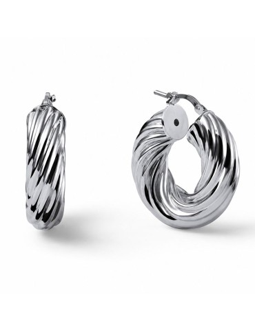 Unoaerre Earrings - Hoop - Silver - Torchon worked - EXO48799B