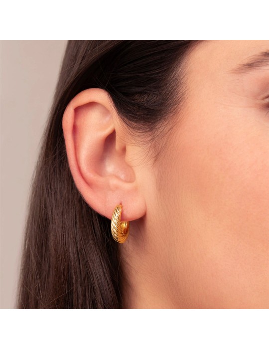 Etruscan Earrings - Ithaca-Hoop-Gold-Rope Finish-WSET00954.YG