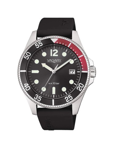 Vagary Watch - Aqua39 - 41mm - Black - Red Detail - VD5-112-60