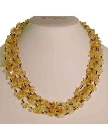 Collan Rajola - Multifilo - Quarzo Citrino - Ematite Marrone -54-489-3