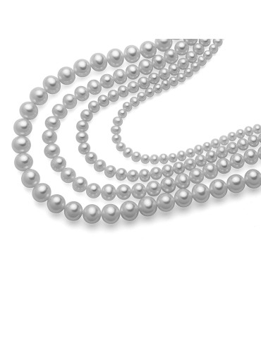 Miluna Necklace - with 5 - 5.5 mm Freshwater Pearl Strand, Grey - 0