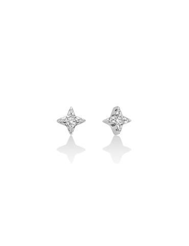 Orecchini Miluna - Stella in Oro Bianco 18 carati con Diamanti Naturali - 0