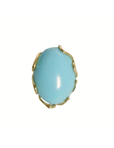 Rajola Ring - 925% Gold Plated Silver - Turquoise Paste - 45-465-6AN