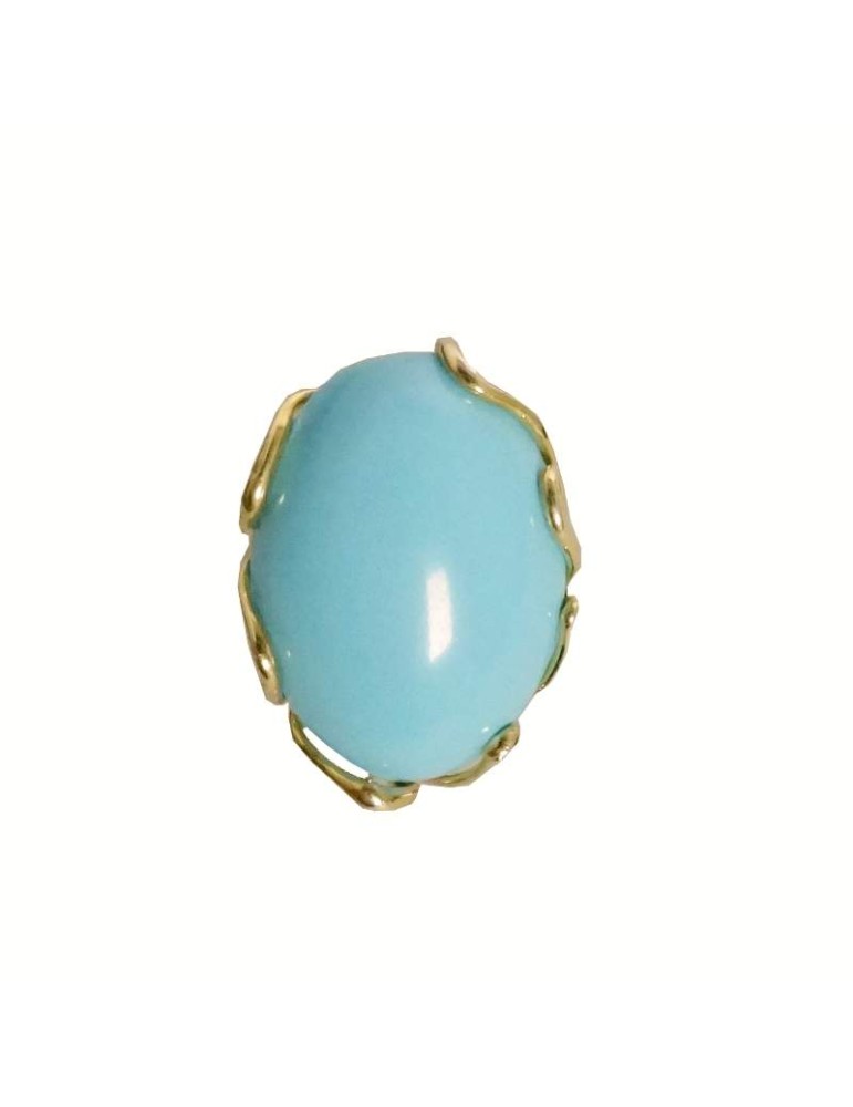 Anello Rajola - Argento 925% Dorato - Pasta Turchese - 45-465-6AN