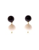 Rajola Earrings - 18 Kt Yellow Gold - Black Onyx - White Agate-3577018