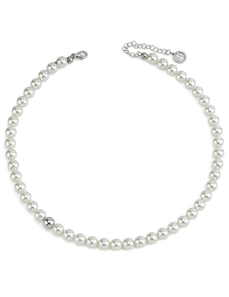 Collana Boccadamo - Perle Bianche 8 mm - Boule in Argento - BGR141