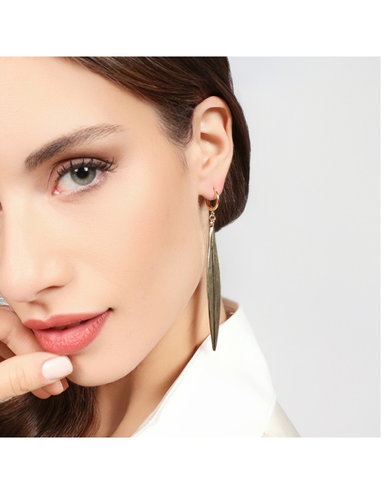 Unoaerre Earrings - Long Pendants - Golden - Leaf Design - EXO4891G