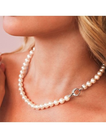 Boccadamo Necklace - String of Pearls - Pavé of Zircons - BGR147M 2