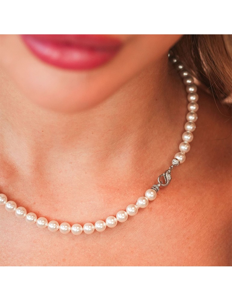 Boccadamo Necklace - Pearls - Parrot Clasp - Zircons - BGR149M