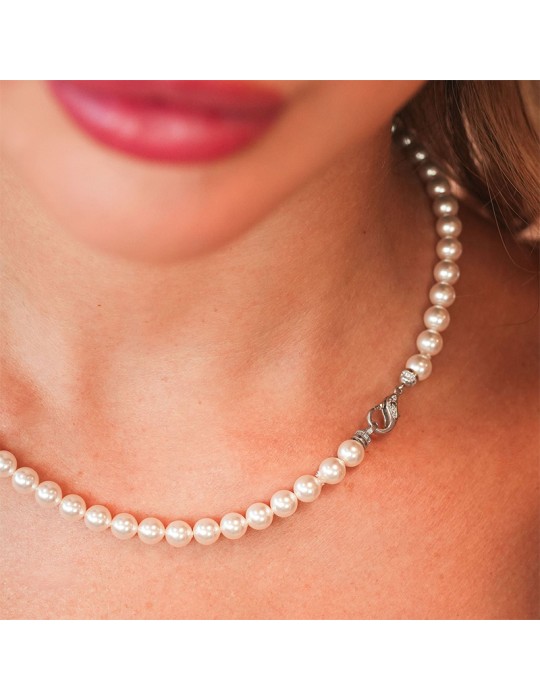 Boccadamo Necklace - Pearls - Parrot Clasp - Zircons - BGR149M