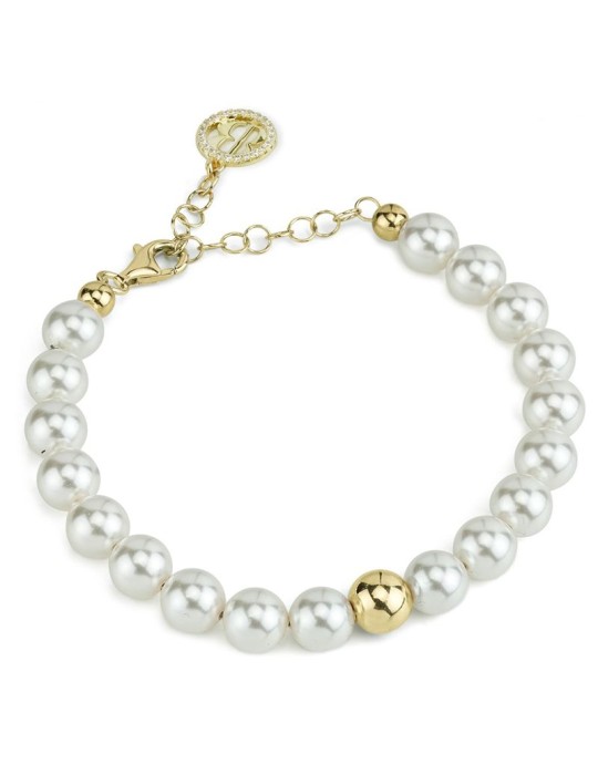 Boccadamo Bracelet - Pearl - Golden Sphere - 8mm Pearls - BBR132D