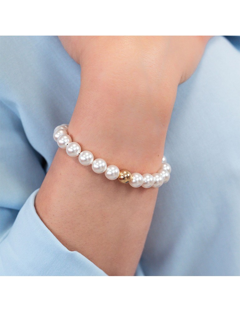 Boccadamo Bracelet - Pearl - Golden Sphere - 8mm Pearls - BBR132D