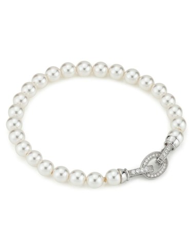 Boccadamo Bracelet - 6mm String of Pearls - Closure with Zircons-BBR141M