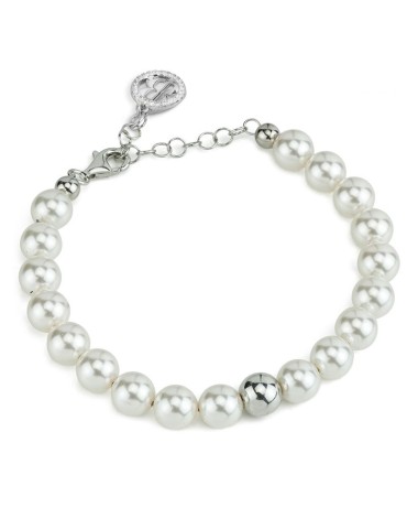 Boccadamo Bracelet - Pearl - Silver Sphere - 8mm Pearls - BBR132