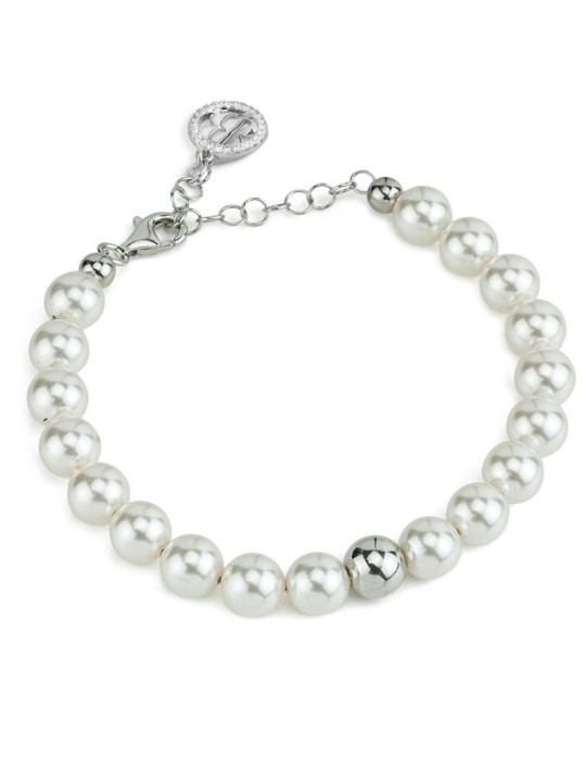 Boccadamo Bracelet - Pearl - Silver Sphere - 8mm Pearls - BBR132