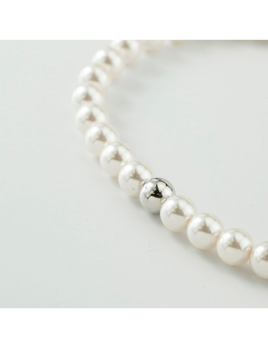 Boccadamo Bracelet - Pearl - Silver Sphere - 8mm Pearls - BBR132