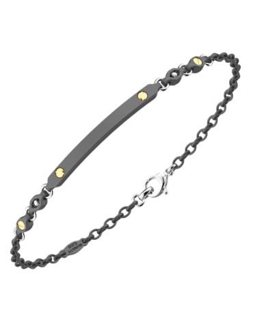 Bracciale Zancan - Titanio Nero -Viti PVD Gold-Diamanti 0,02ct-ETB423G