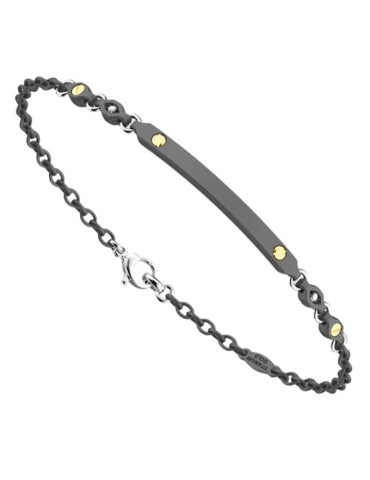 Zancan Bracelet - Black Titanium - PVD Gold Screws - Diamonds 0.02ct - ETB423G 2