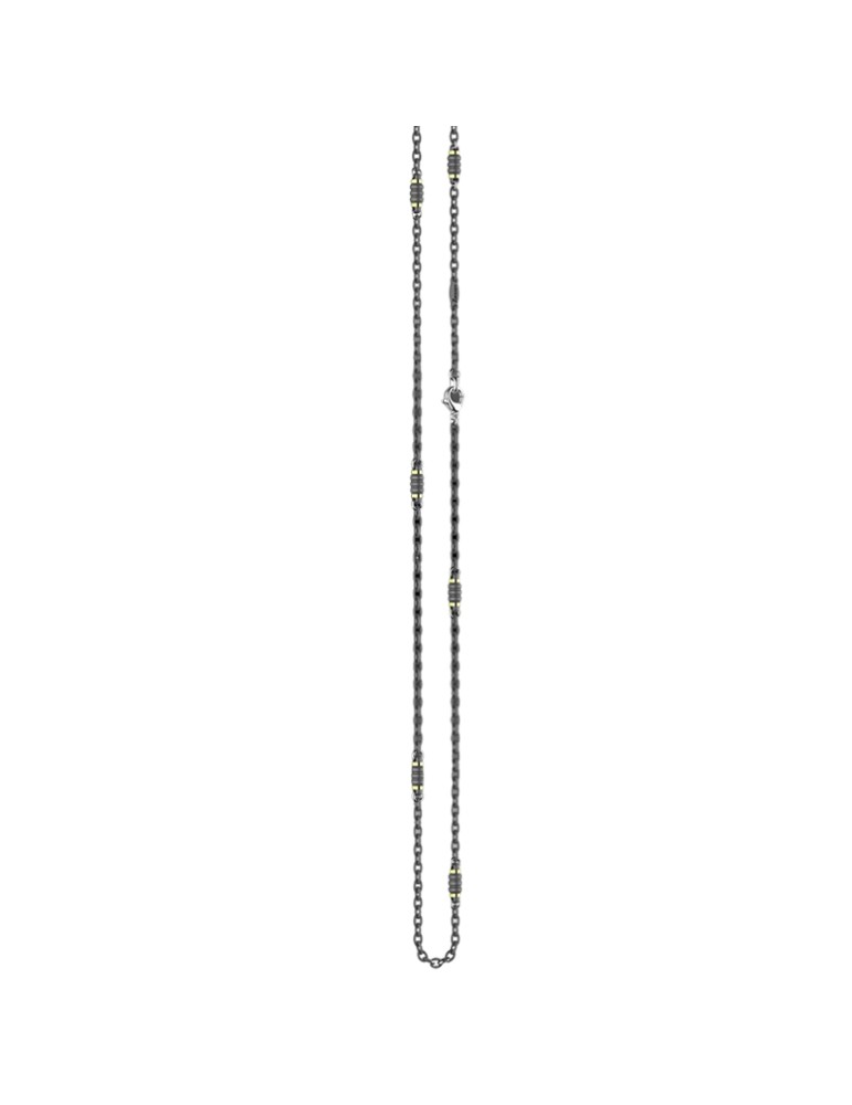 Zancan Necklace - Black Titanium - 18 Kt Yellow Gold Details-ETC299G-50