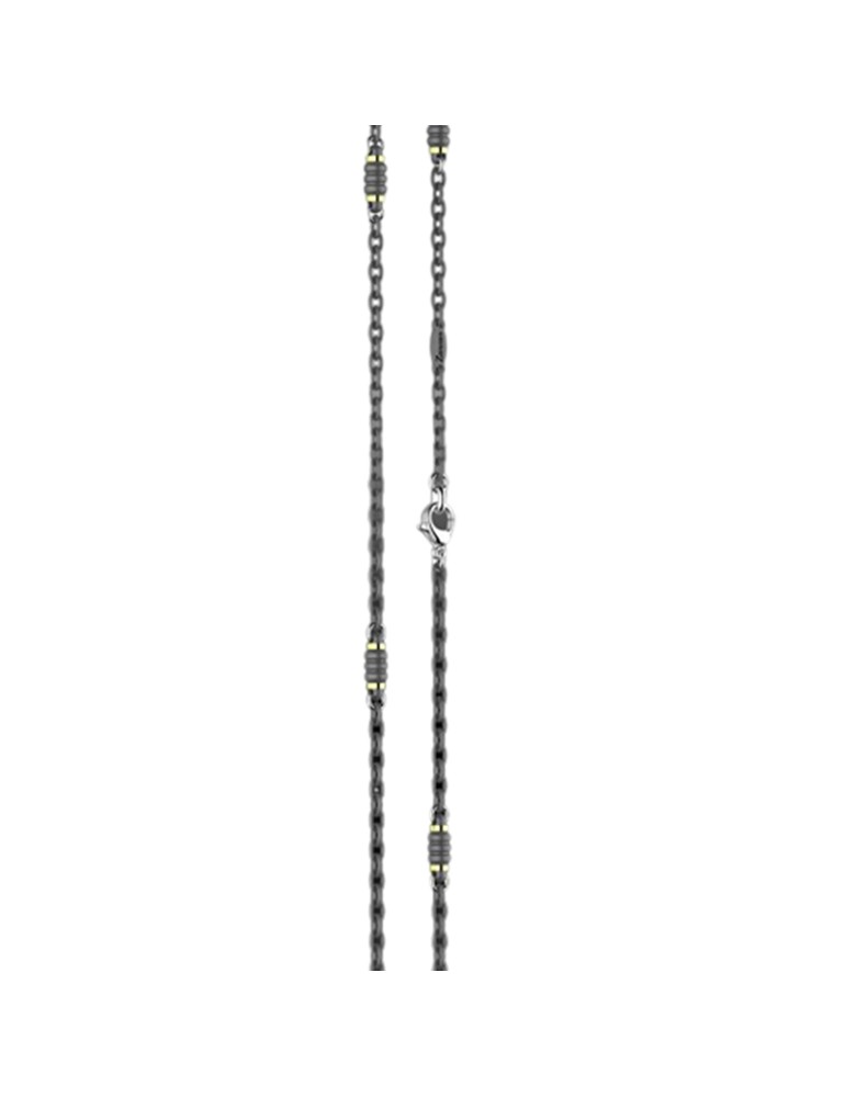 Zancan Necklace - Black Titanium - 18 Kt Yellow Gold Details-ETC299G-50