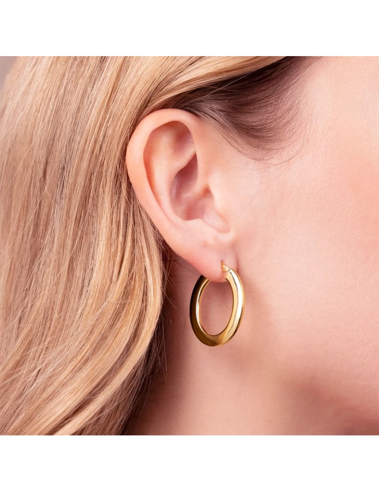 Bronzallure Earrings - Purezza Gold-Plated Oval Hoops - WSBZ02653Y.YG