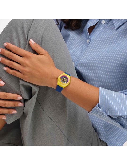 Orologio Swatch - Timing is Everything - Blu - 34mm - Giallo -SO28J400