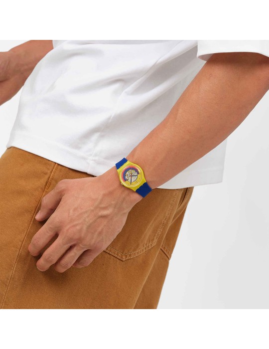 Swatch Watch - Timing is Everything - Blue - 34mm - Yellow - SO28J400
