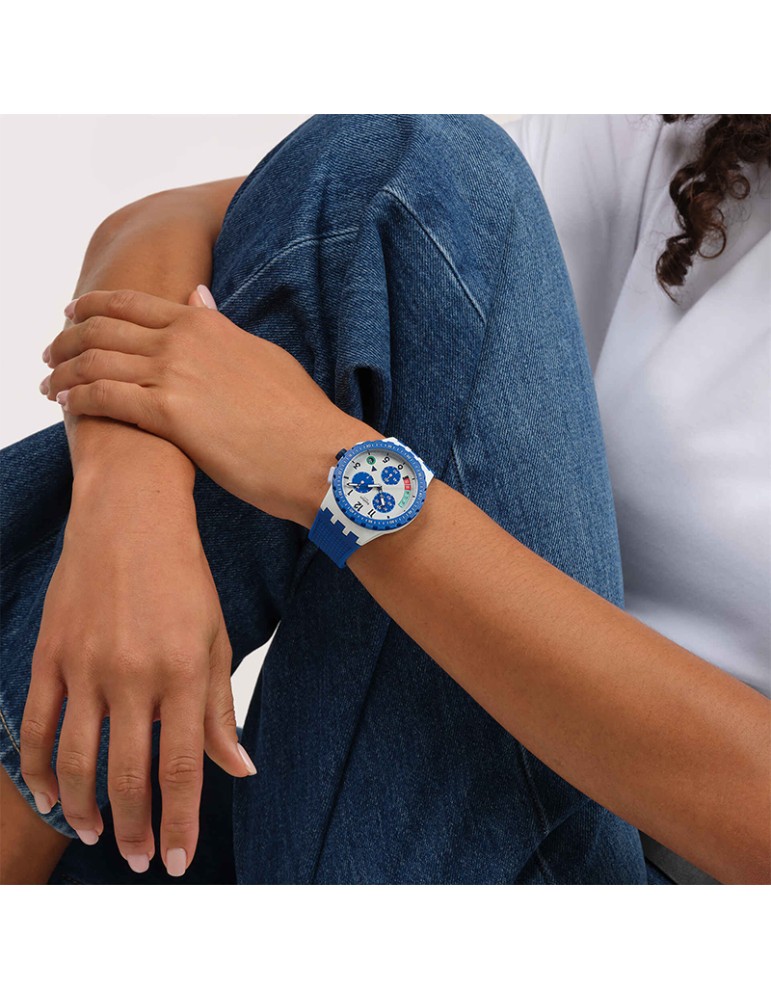 Swatch Watch - It's Time! - Chronograph - Gray - 42mm-Blue-SUSM409