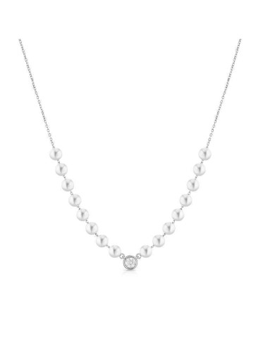 Collana Coscia - in Perle Coltivate d'Acqua Dolce 3,5-4 mm e Diamante Naturale 0,05 - 0