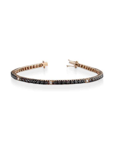 Tennis Bracelet - Lelune Diamonds in 18K Rose Gold with White Diamonds and Black Diamonds - 0