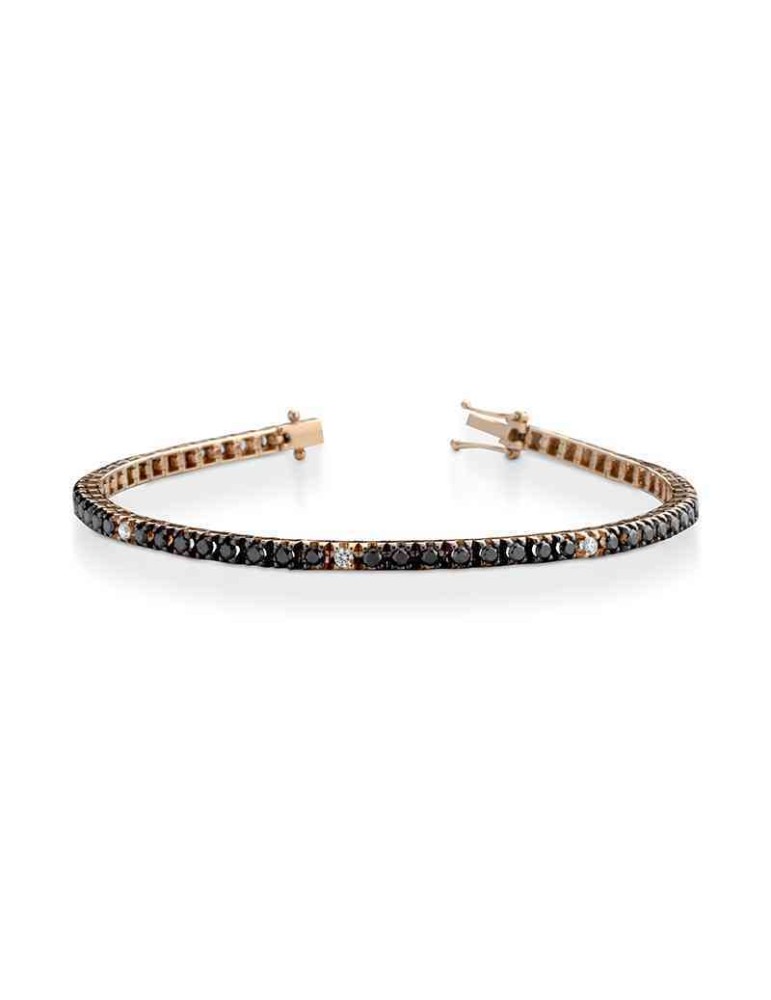 Bracciale Tennis - Lelune Diamonds in Oro Rosa 18 Carati con Diamanti Bianchi e Diamanti Neri - 0
