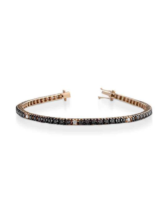 Bracciale Tennis - Lelune Diamonds in Oro Rosa 18 Carati con Diamanti Bianchi e Diamanti Neri - 0