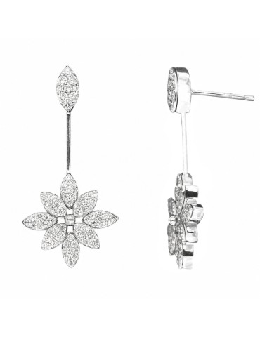 Orecchini Chimento - a Fiore in Oro Bianco 18 Carati con Diamanti 1,24 ct - 0