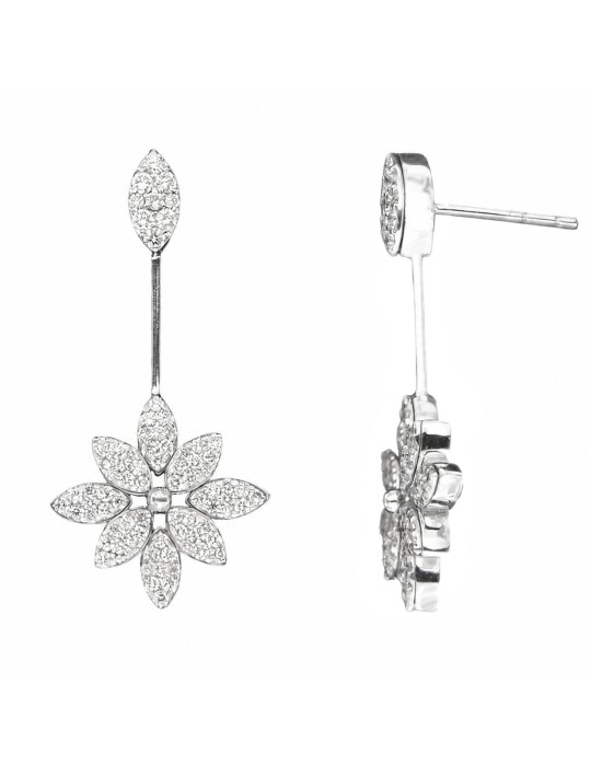 Orecchini Chimento - a Fiore in Oro Bianco 18 Carati con Diamanti 1,24 ct - 0
