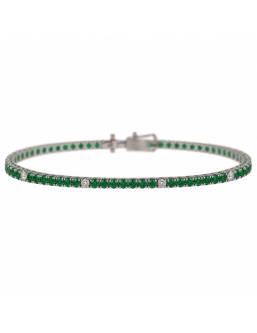 Crieri Tennis Bracelet - in 18K White Gold with Natural Diamonds and 2.95 ct Green Emeralds - 0