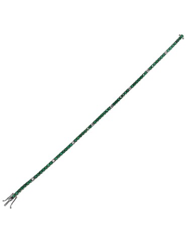 Crieri Tennis Bracelet - in 18K White Gold with Natural Diamonds and 2.95 ct Green Emeralds - 0 2